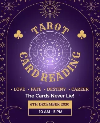 Mystical Purple Tarot Card Reading Event Poster Template