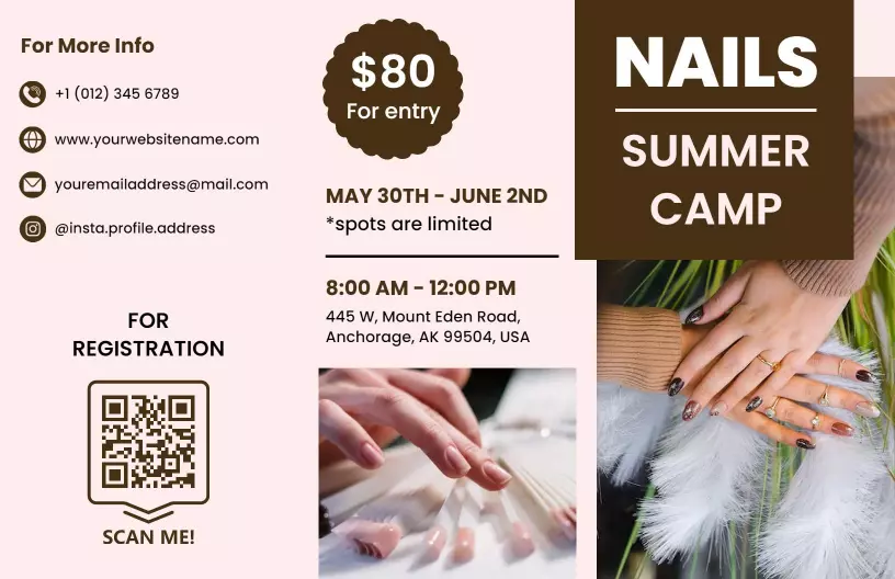 Nail Art Summer Camp Registration and Event Brochure Template