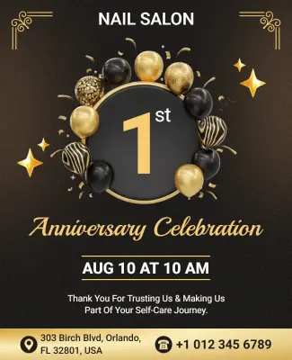 Nail Salon First Anniversary Celebration Poster Template