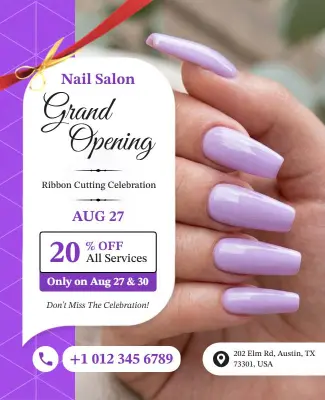 Nail Salon Grand Opening Celebration Poster Template