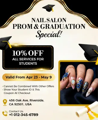 Nail Salon Prom and Graduation Discount Flyer Template