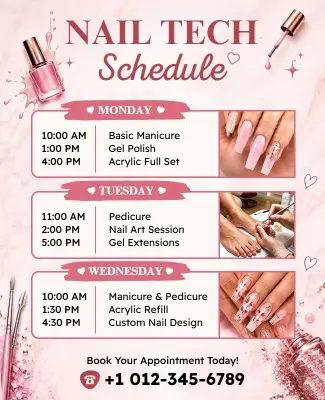 Nail Technician Appointment Schedule Poster Template