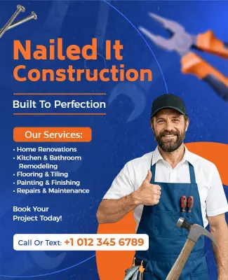 Nailed It Construction Advertisement Flyer Template