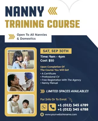 Nanny Training Course Enrollment Flyer Template