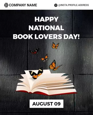 Elegant Black Butterfly National Book Lovers Day Flyer Template