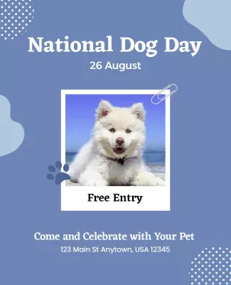 Playful Blue National Dog Day Celebration Flyer Template