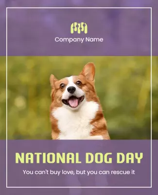 Playful Purple National Dog Day Rescue Celebration Flyer Template