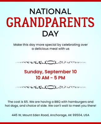 National Grandparents Day Bbq Celebration Flyer Template