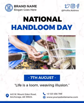 Creative Blue Handloom Day Celebration Festival Flyer Template