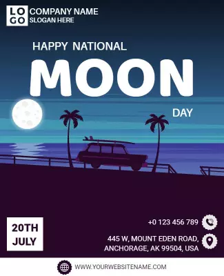 Charming Night Sky Moon Day Celebration Flyer Template