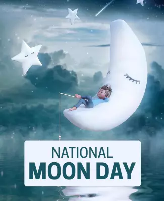 Whimsical Night Sky National Moon Day Celebration Flyer Template