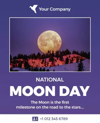 Celestial Purple National Moon Day Celebration Flyer Template