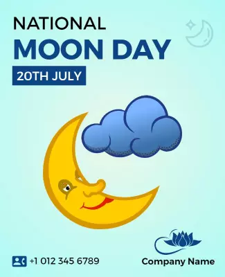 Playful Yellow Moon and Cloud National Day Celebration Flyer Template