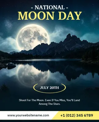 National Moon Day Celebration Poster Template