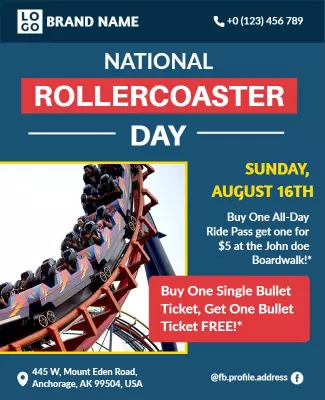 National Rollercoaster Day Event Flyer Template
