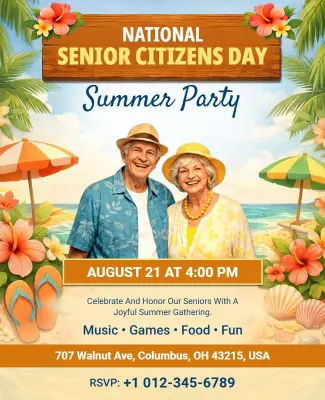 National Senior Citizens Day Summer Party Poster Template