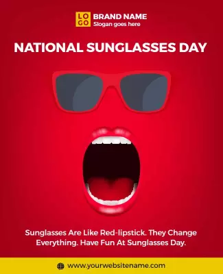 Bold Red Sunglasses Celebration for National Sunglasses Day Flyer Template