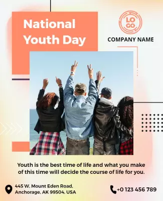 Vibrant Pink Youth Day Celebration Flyer Template