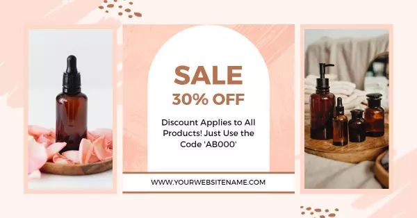 Natural Beauty Products Sale with Rose Accents Facebook Ad Banner Template