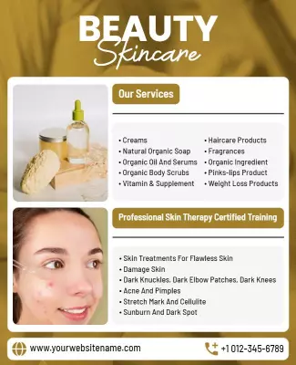 Natural Beige Aesthetic Beauty Skincare Services Poster Template