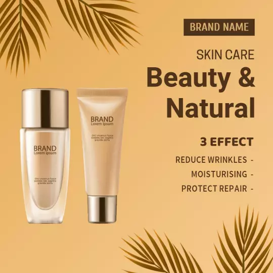 Natural Beige Skin Care Products for Beauty and Hydration Ad Template