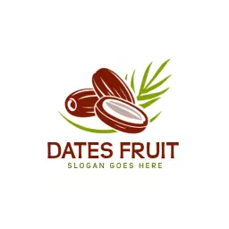 Natural Brown Dates with Green Palm Leaves Representing Dates Logo Template