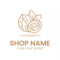 Natural Brown Walnut Design Representing Healthy Snacks Logo Template