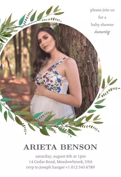Natural Floral Boho Baby Shower Celebration Invitation Template