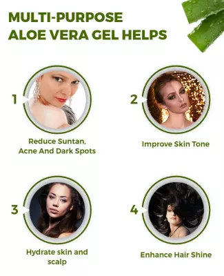 Natural Green Aloe Vera Gel Benefits Skincare Poster Template