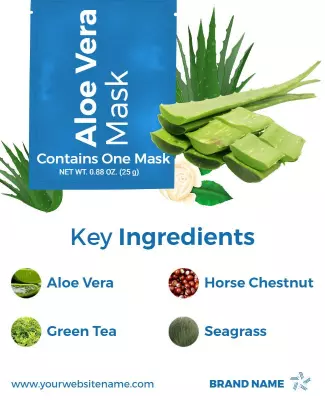 Natural Green Aloe Vera Skincare Product Mask Poster Template
