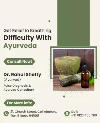 Natural Green Ayurveda Breathing Relief Consultation Poster Template