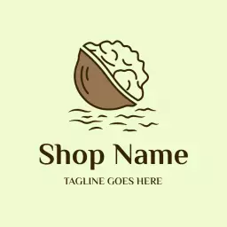 Natural Green Background Featuring Delicious Walnuts Logo Template