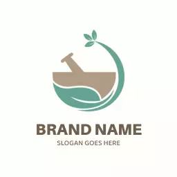 Natural Green Herbal Elements in Organic Design Logo Template