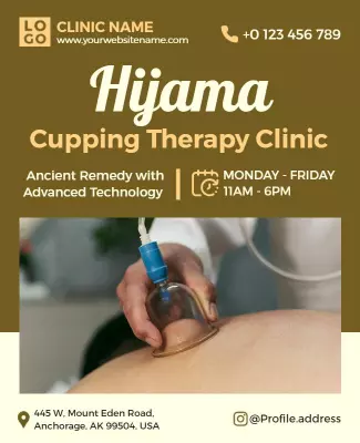 Natural Green Hijama Cupping Therapy Clinic Poster Template