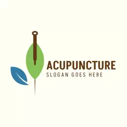 Natural Green Leaf and Needle Focused on Acupuncture Logo Template