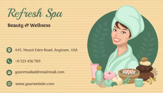 Natural Green Spa Beauty and Wellness Business Card Template