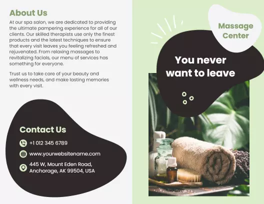 Natural Green Spa Wellness and Massage Services Brochure Template