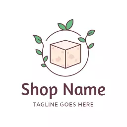 Natural Green Tofu Design Representing Fresh Ingredients Logo Template