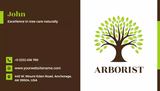 Natural Green Tree Care and Arborist Business Card Template