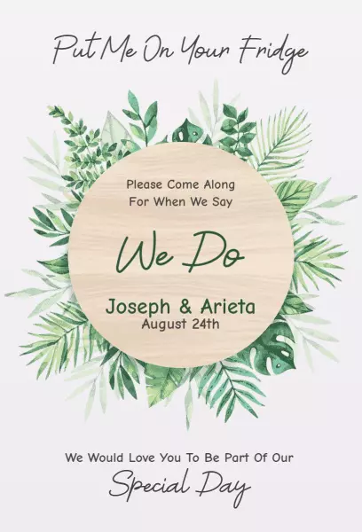 Natural Greenery Themed Wedding Ceremony Invitation Template