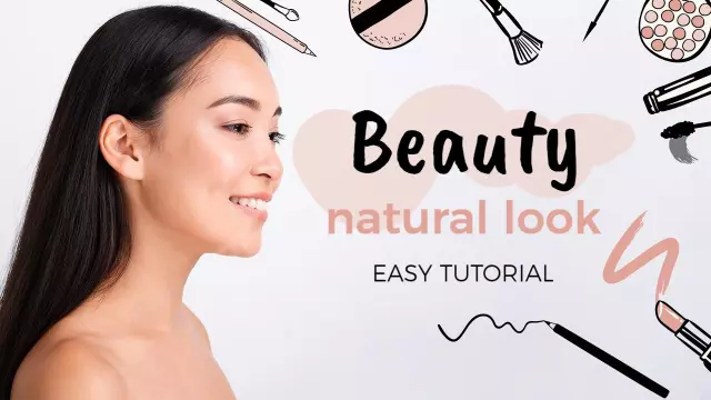 Natural Look Beauty Tips Easy Tutorial YouTube Thumbnail Template