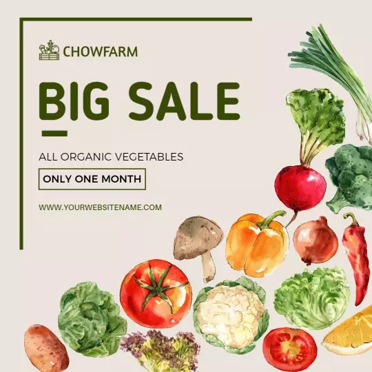 Natural Organic Vegetable Sale with Colorful Produce Ad Template