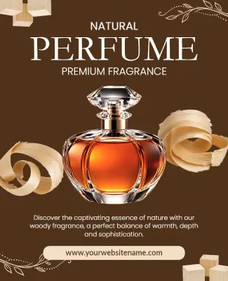 Natural Woody Fragrance Perfume Poster Template