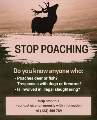 Nature Conservation Awareness Stop Poaching Poster Template