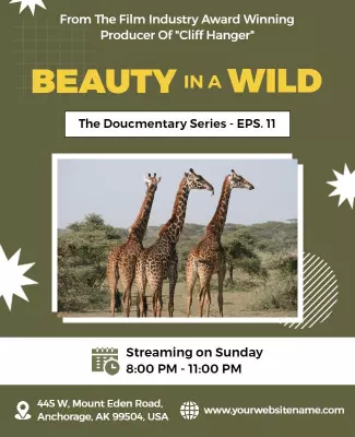 Nature-Focused Wildlife Documentary Series Poster Template