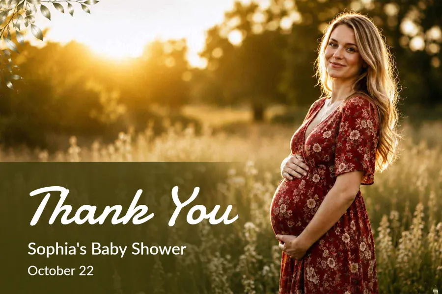 Nature Inspired Baby Shower Thank You Postcard Template
