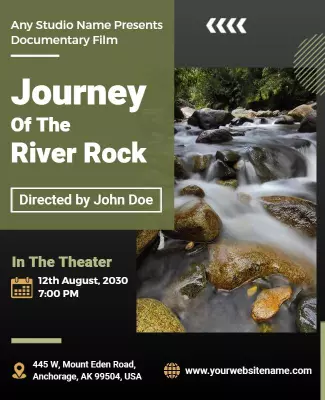 Nature-Inspired Documentary Film River Rock Journey Poster Template
