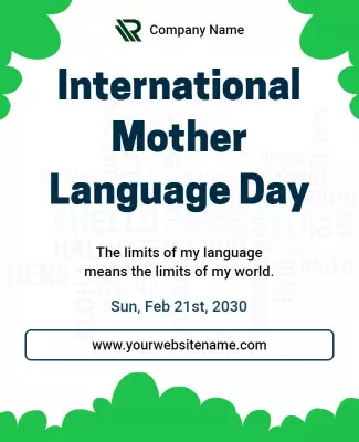 Nature-Inspired Green International Mother Language Day Poster Template