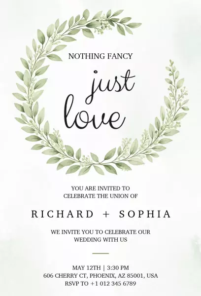 Nature-Inspired Greenery Wedding Ceremony Invitation Template