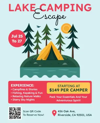 Nature Inspired Lake Camping Adventure Flyer Template